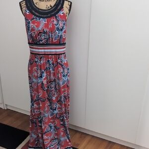Roz & Ali Red and Blue Paisley Maxi Dress